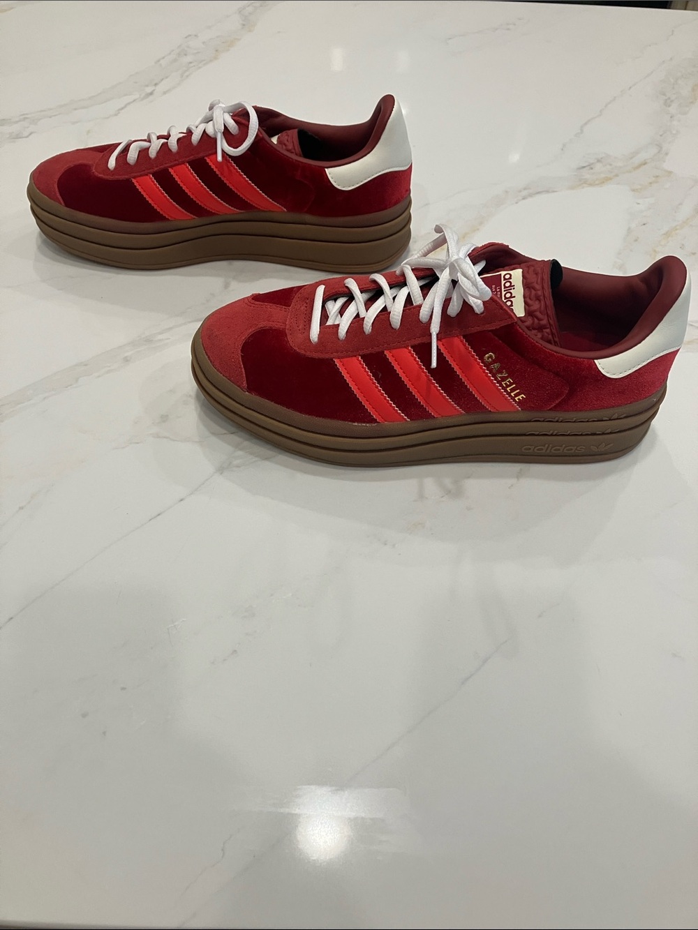 adidas Gazelle Bold Red Velvet/Suede Platform Sneaker Sz 9.5 - EUC - Picture 4 of 10